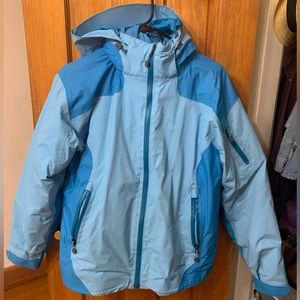 LL Bean Polartec 3-in-1 Blue Hooded Rain Jacket